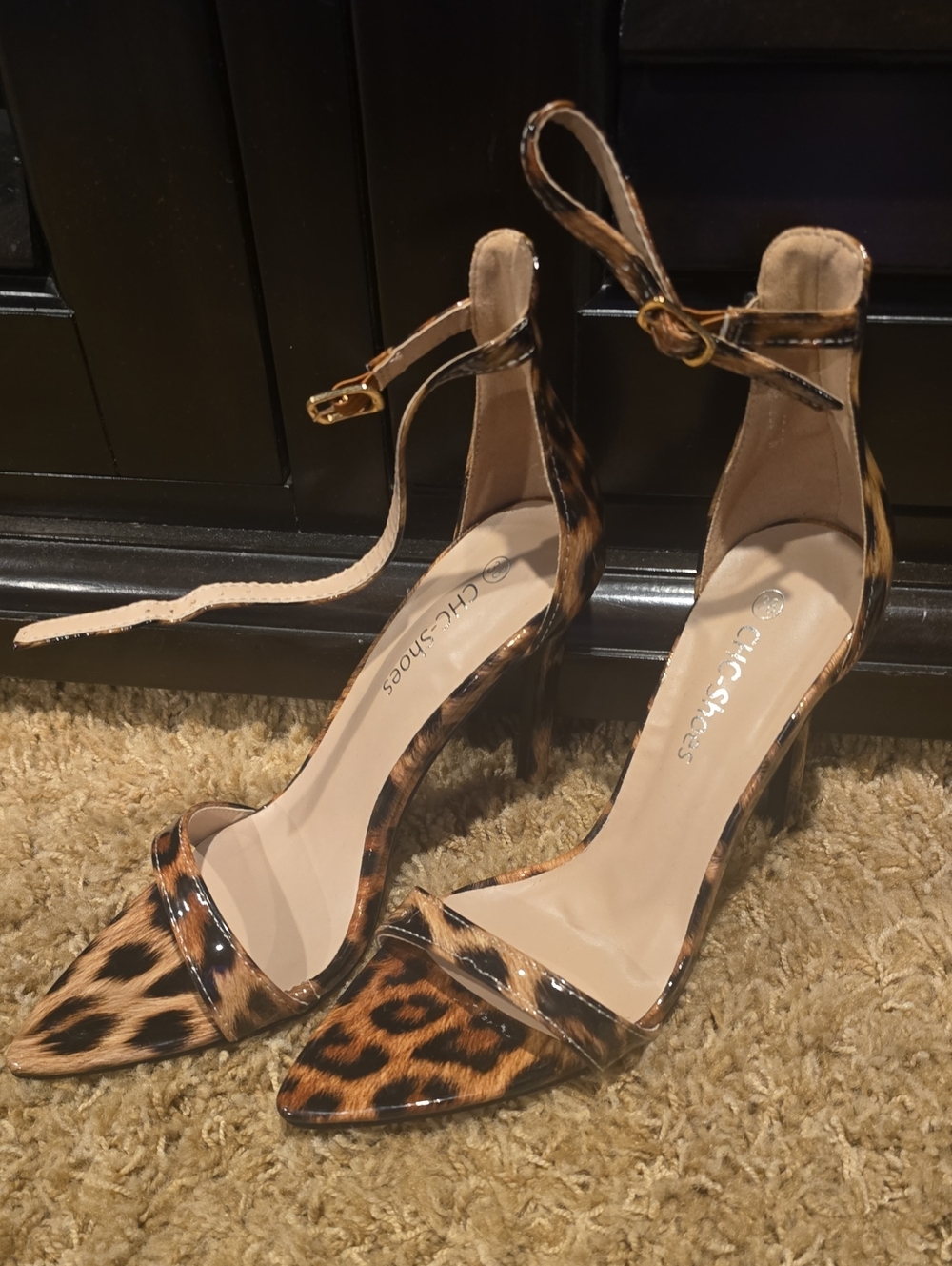 Women's Leopard Print Ankle-Strap Heels